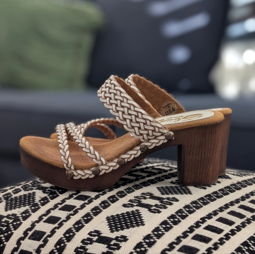 Sbicca Blooming Slide On Leather Sandals Boho Strappy 9